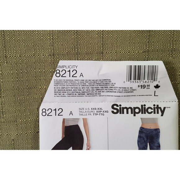 Up For Any Thing Misses Knit Leggings Sewing Pattern Simplicity 8212, XXS - XXL - Picture 5 of 5